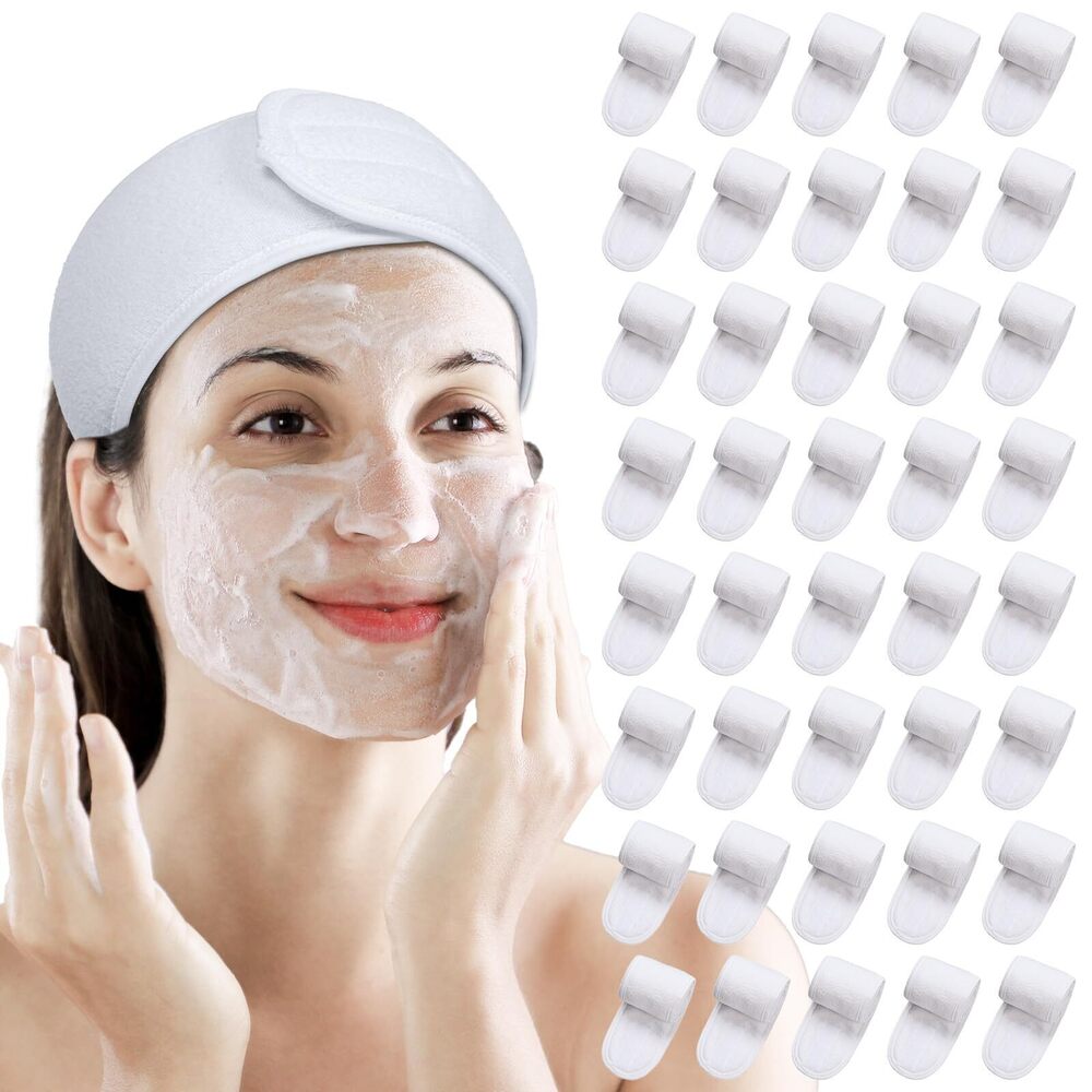 6078 40 Pack Spa Facial Headband, Skincare Headband, Ultra Soft Makeup Hair